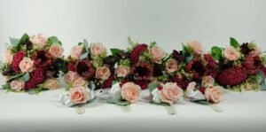 Květiny Detail - Svatební kytice set vínová