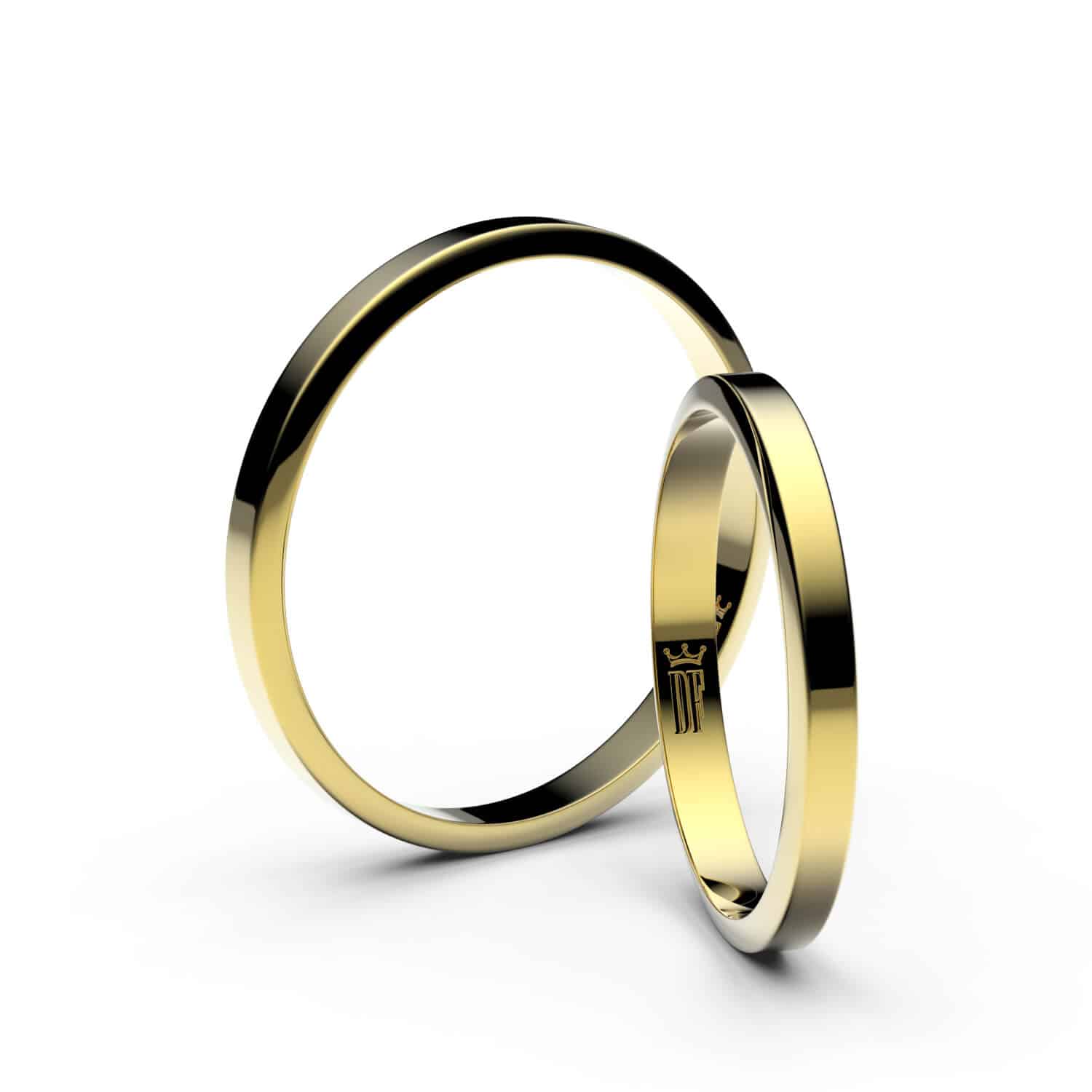 Snubní prsteny ze žlutého zlata 2,3 mm - lichoběžníkový pár 4A25