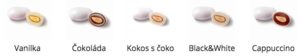 Svatební mandle vanilka, čokoláda, kokos čoko, black&white, cappuccino