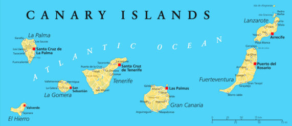 Mapa Kanárských ostrovů