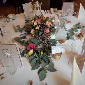 Restaurace Pod Zámkem Průhonice dekorace stolu