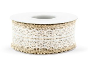 Jutová stuha s krajkou na špulce 4 cm x 5 metrů