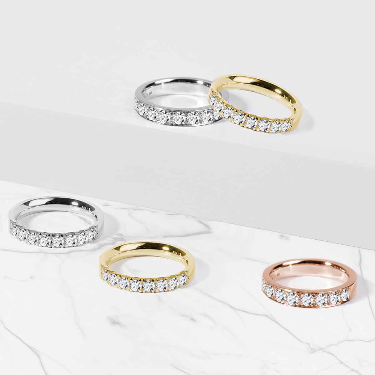 Snubní prsteny dámské zlato žluté, bílé, růžové s diamanty zn. Klenota
