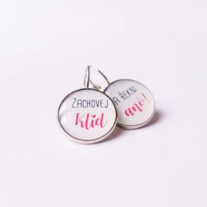 Dárek na rozlučku se svobodou pro nevěstu - naušnice "zachovej klid a řekni ano"