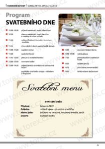 Svatební noviny na míru - ukázka svatebního programu a svatebního menu