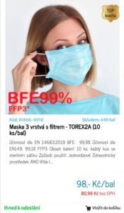 FFP3 maska 3-vrstvá s filtrem - TOREX2A (10 ks/bal)